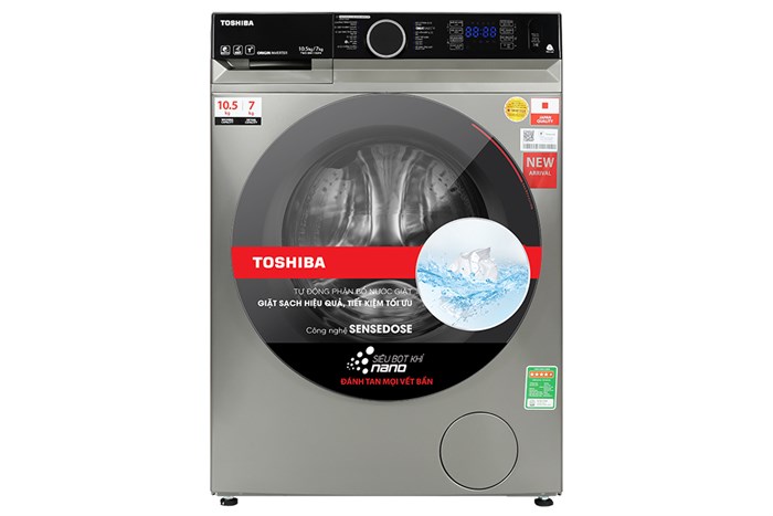 Máy Giặt Sấy Toshiba Inverter Giặt 10.5 Kg - Sấy 7 Kg TWD-BM115GF4V(SK)